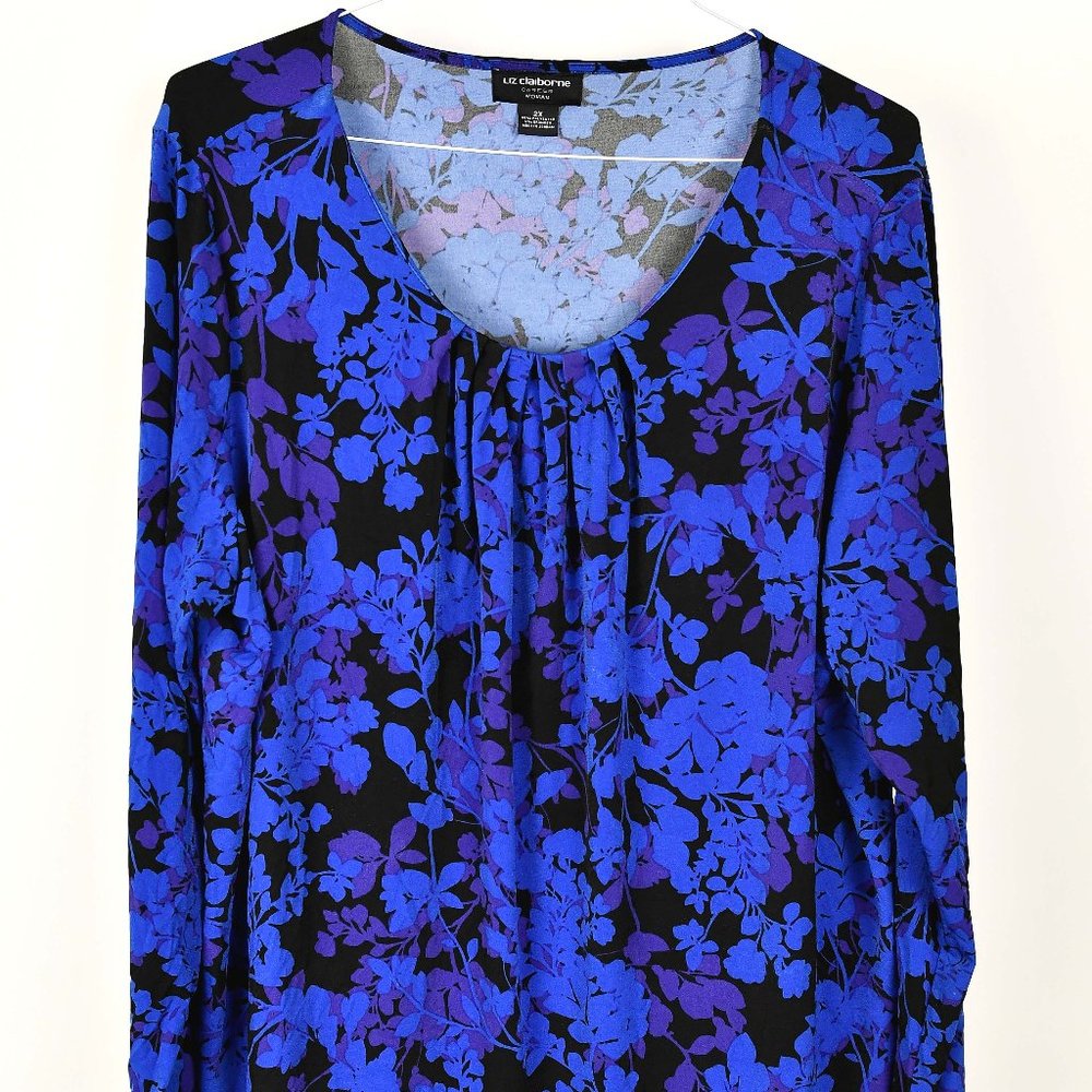 Liz Claiborne--Blue Print Blouse--Size 2X